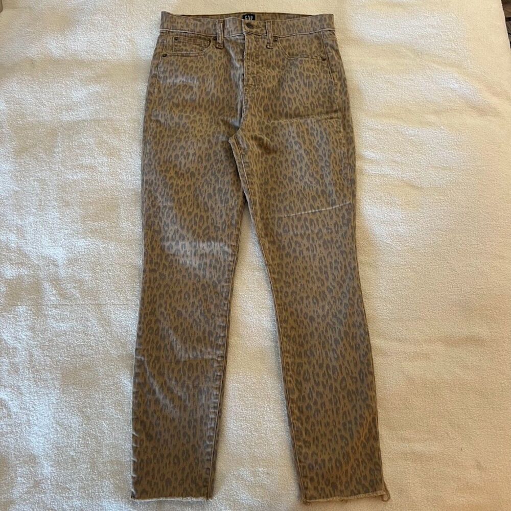 Women's Gap Denim Beige Gray Leopard Print 8/29 Maximalist Mobwife Y2K